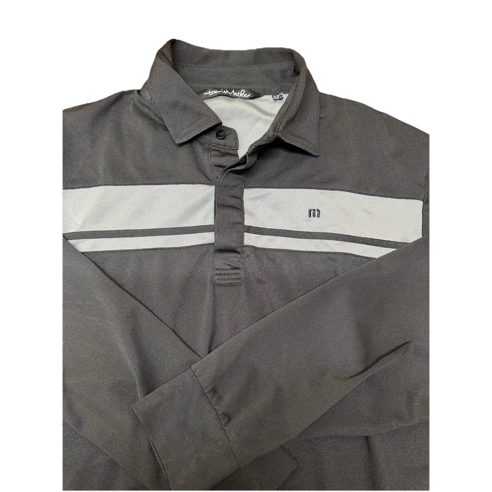 Travis Mathew‎ Golf Black Gray 1/4 Button Long Sleeve Polo Shirt Men's L